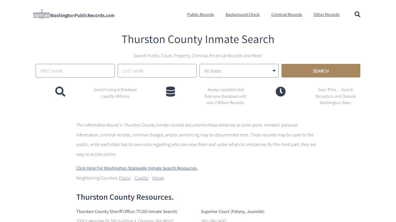 Thurston County Inmate Search - TCSO Current & Past Jail Roster